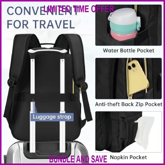 Large Capacity Laptop Backpack with USB Charging Port, 15.6 Inch Travel Backpack - Picture 6 of 8